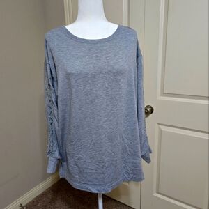 Women's LC Lauren Conrad Lace-Trim Tunic Sweater Size XL in Grey